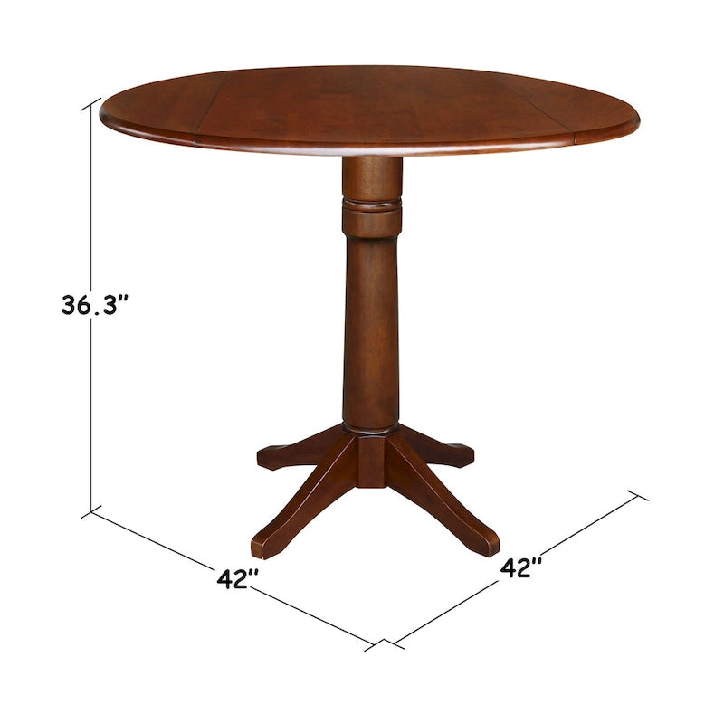 42 Round Dual Drop Leaf Table - Espresso