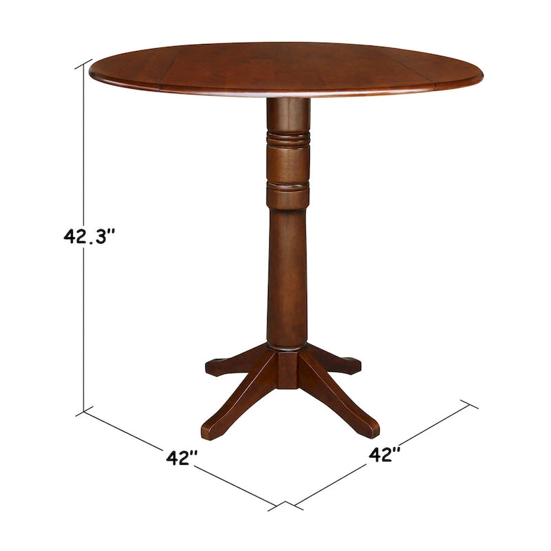 42 Round Dual Drop Leaf Table - Espresso
