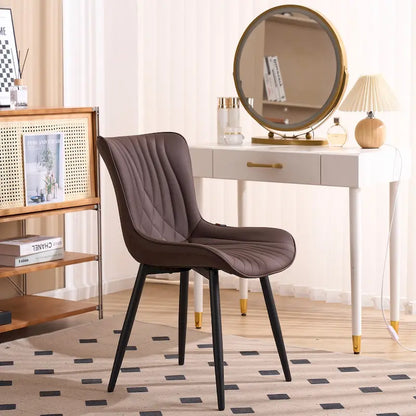 Modern Upholstered Leather Armless Dining Chairs Set of 2