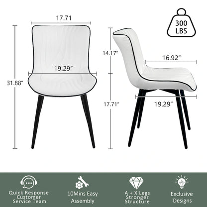 Modern Upholstered Leather Armless Dining Chairs Set of 2