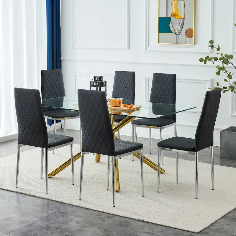 Dining chair, black chair and 6-piece set of