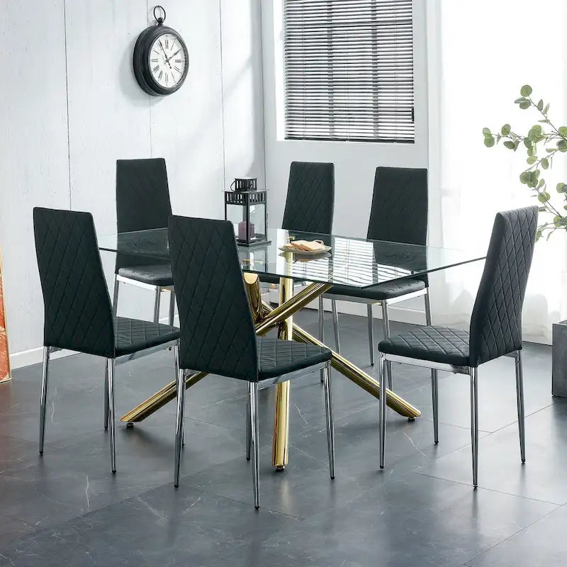 Dining chair, black chair and 6-piece set of