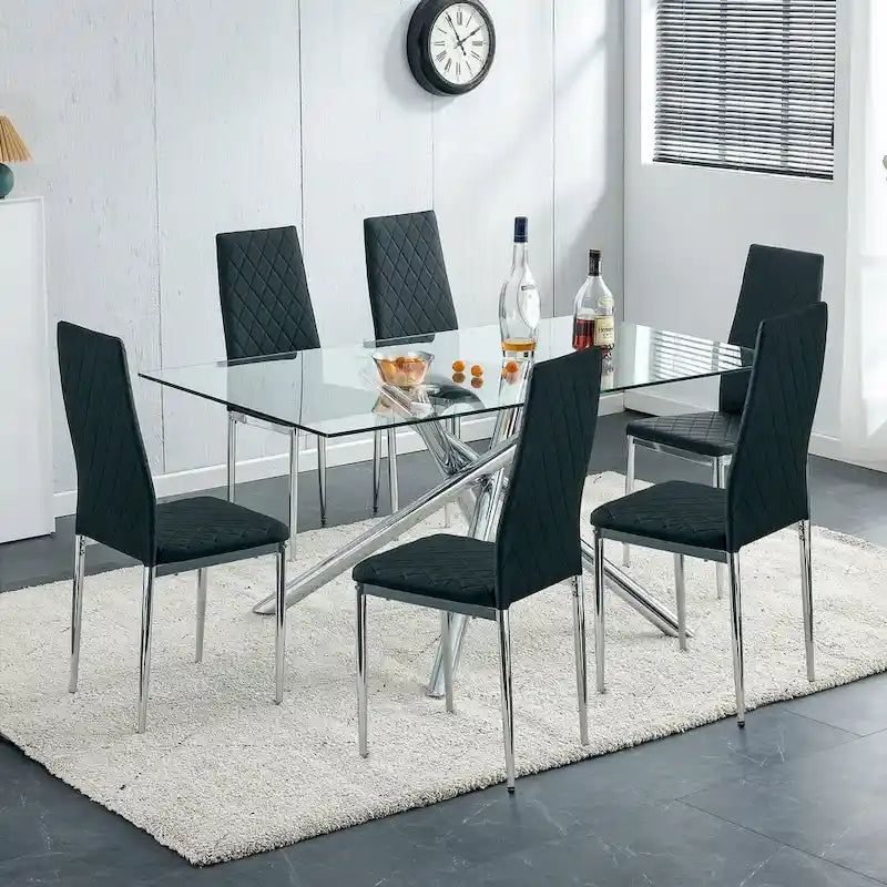 Dining chair, black chair and 6-piece set of