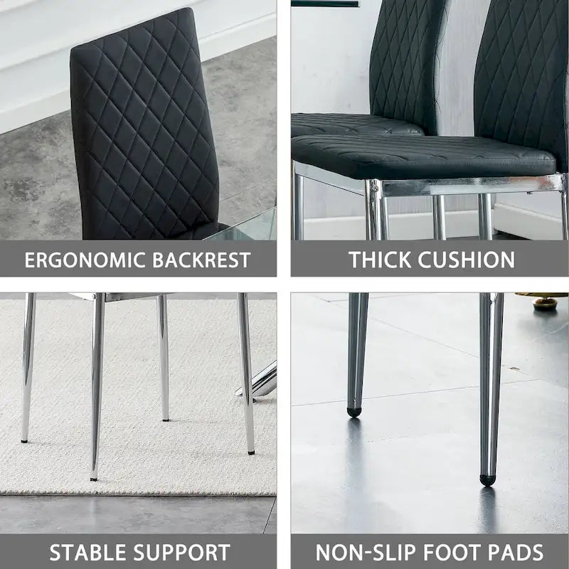 Dining chair, black chair and 6-piece set of