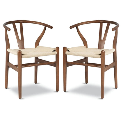 Poly & Bark Weave Chairs - Solid Wood Frame (Set of 2)
