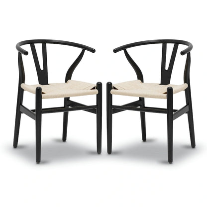 Poly & Bark Weave Chairs - Solid Wood Frame (Set of 2)