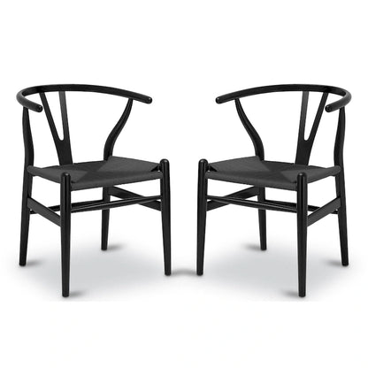 Poly & Bark Weave Chairs - Solid Wood Frame (Set of 2)