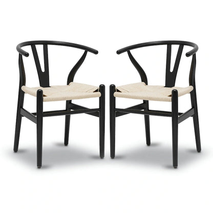 Poly & Bark Weave Chairs - Solid Wood Frame (Set of 2)