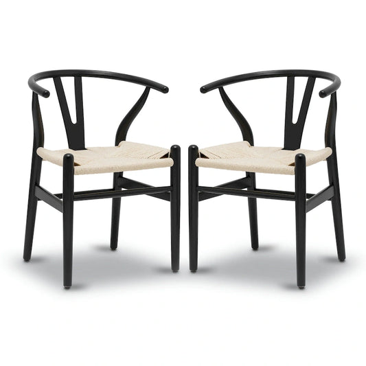 Poly & Bark Weave Chairs - Solid Wood Frame (Set of 2)