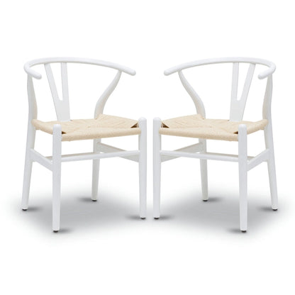 Poly & Bark Weave Chairs - Solid Wood Frame (Set of 2)