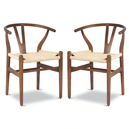 Poly & Bark Weave Chairs - Solid Wood Frame (Set of 2)