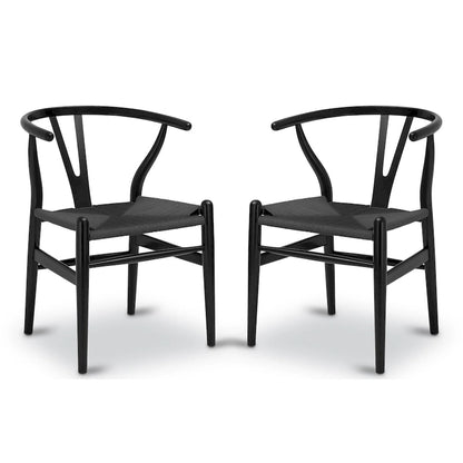 Poly & Bark Weave Chairs - Solid Wood Frame (Set of 2)