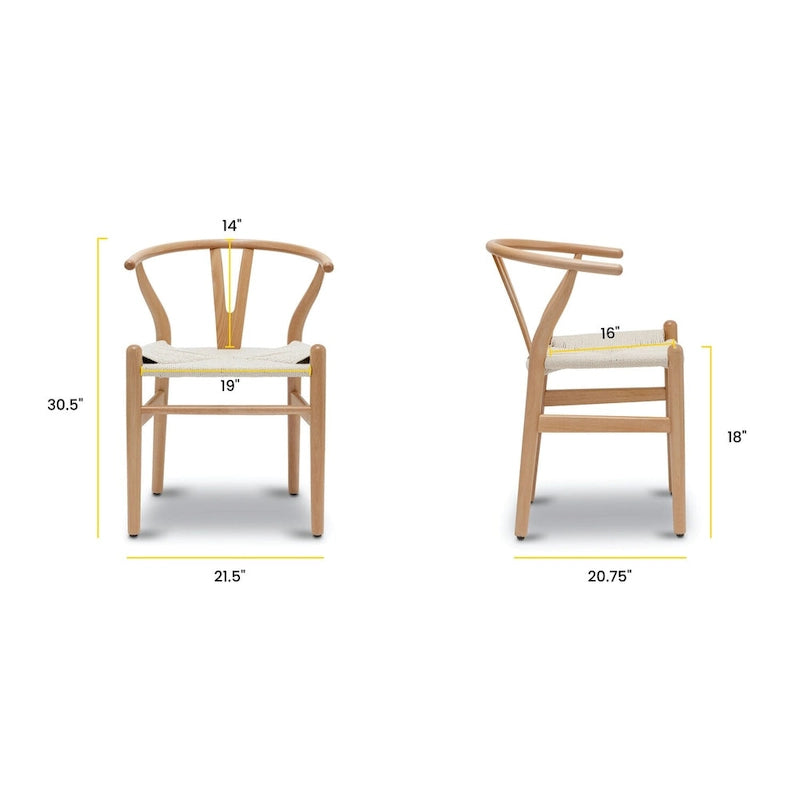 Poly & Bark Weave Chairs - Solid Wood Frame (Set of 2)