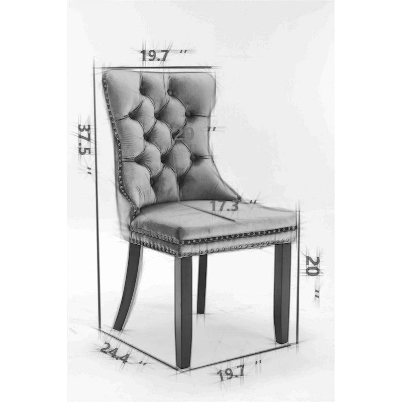 High-end Tufted Solid Wood Contemporary Velvet Upholstered Dining Chair with Wood Legs Nailhead Trim 2-Pcs Set,Gloden