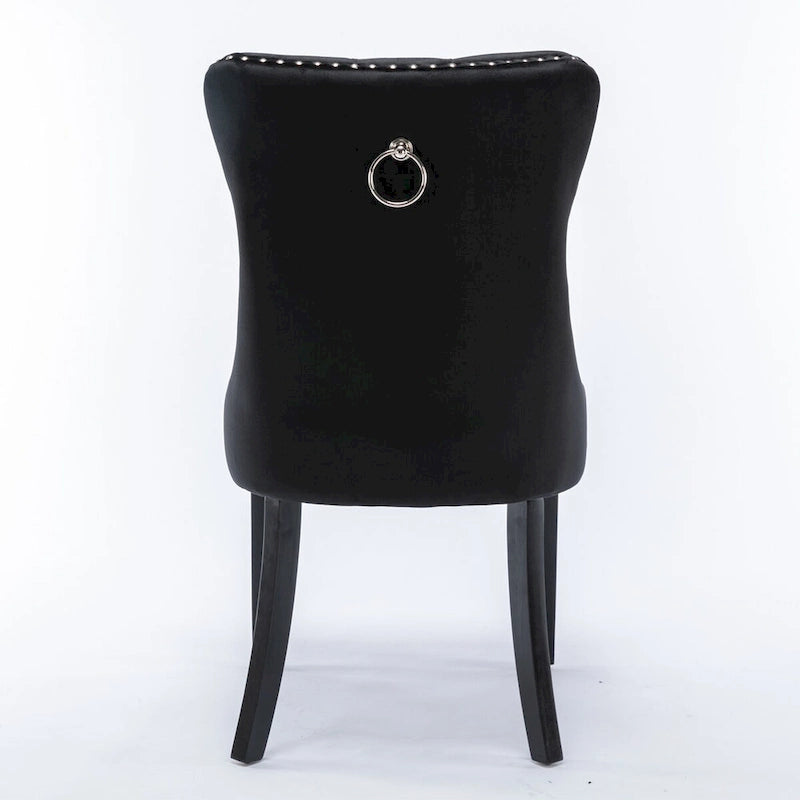 High-end Tufted Solid Wood Contemporary Velvet Upholstered Dining Chair with Wood Legs Nailhead Trim 2-Pcs Set,Gloden