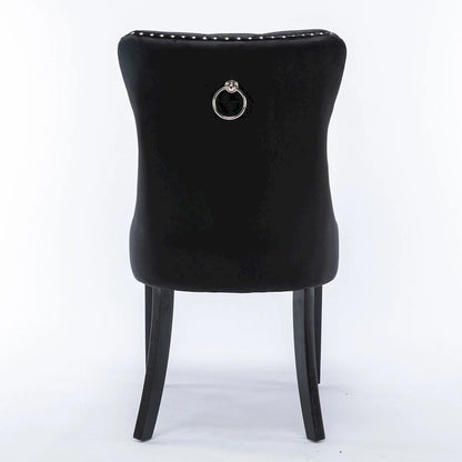 High-end Tufted Solid Wood Contemporary Velvet Upholstered Dining Chair with Wood Legs Nailhead Trim 2-Pcs Set,Gloden