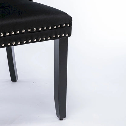 High-end Tufted Solid Wood Contemporary Velvet Upholstered Dining Chair with Wood Legs Nailhead Trim 2-Pcs Set,Gloden