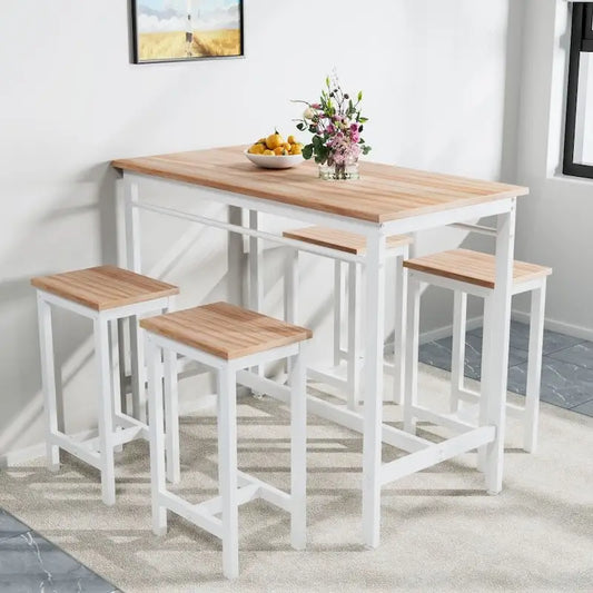 5-Piece Modern Kitchen Table with Four Bar Stools Bar Table Set 5PC