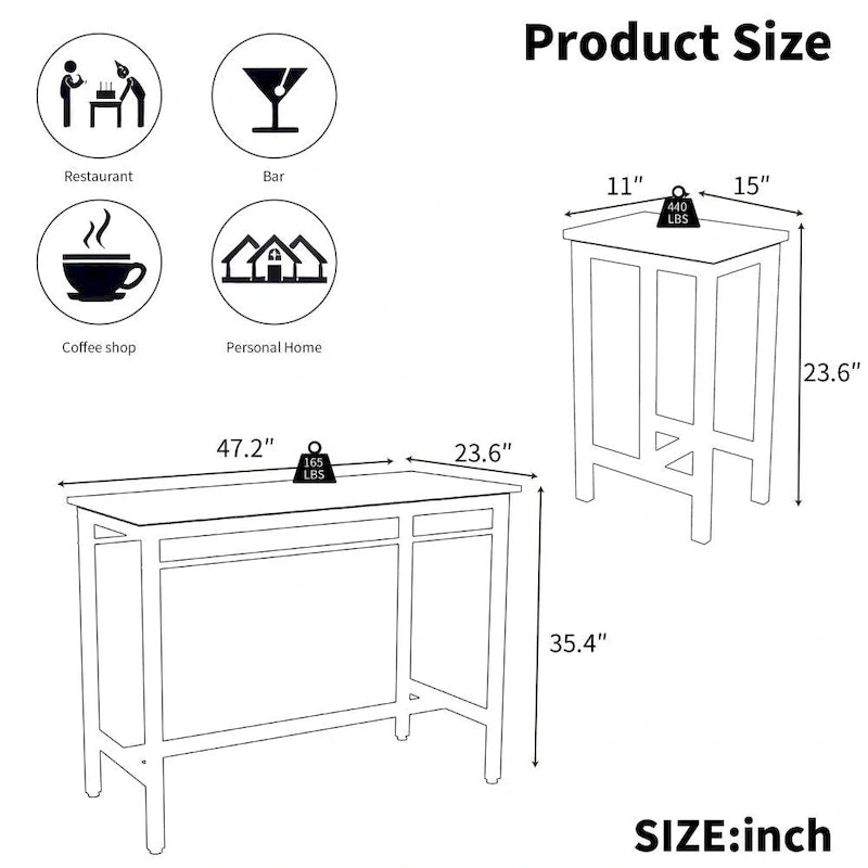 5-Piece Modern Kitchen Table with Four Bar Stools Bar Table Set 5PC