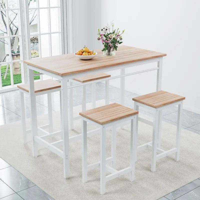 5-Piece Modern Kitchen Table with Four Bar Stools Bar Table Set 5PC