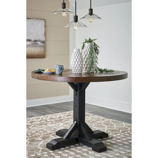 Signature Design by Ashley Valebeck Black/Dark Brown Counter Height Dining Table - 48 W x 48 D x 36 H
