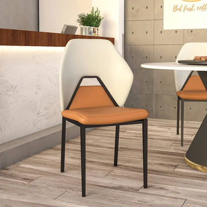 Eclat Leather Dining Chair in Black Iron Modern Upholstered Accent Kitchen Side Chair