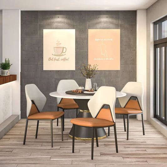 Eclat Leather Dining Chair in Black Iron Modern Upholstered Accent Kitchen Side Chair