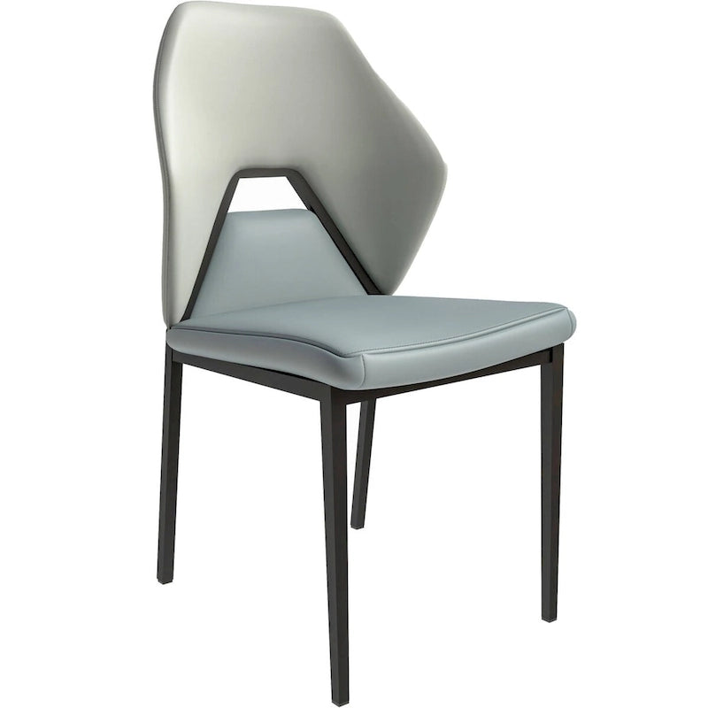 Eclat Leather Dining Chair in Black Iron Modern Upholstered Accent Kitchen Side Chair