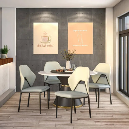 Eclat Leather Dining Chair in Black Iron Modern Upholstered Accent Kitchen Side Chair