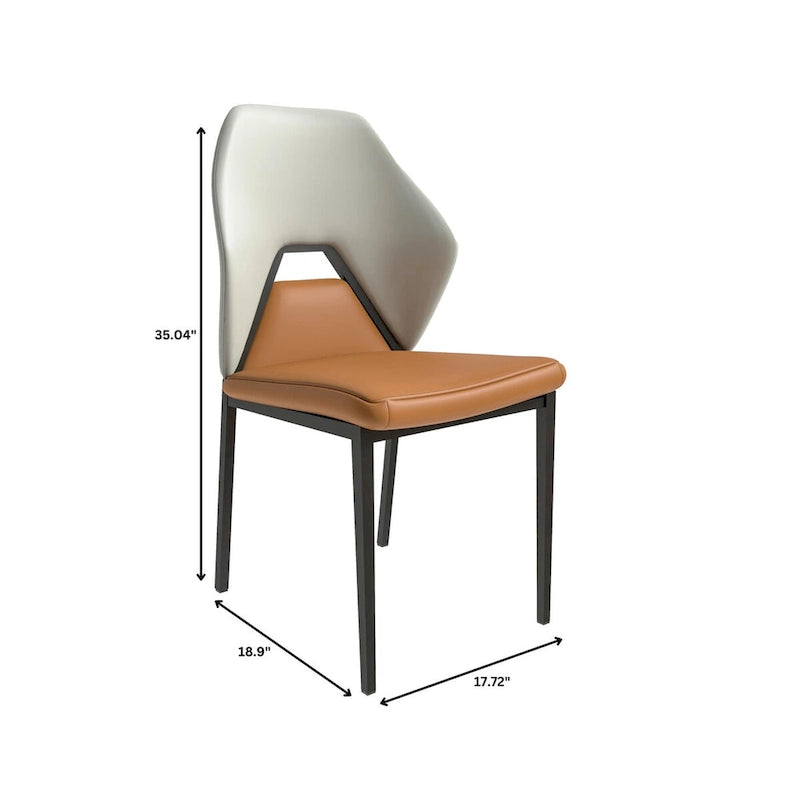 Eclat Leather Dining Chair in Black Iron Modern Upholstered Accent Kitchen Side Chair