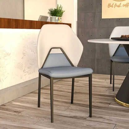 Eclat Leather Dining Chair in Black Iron Modern Upholstered Accent Kitchen Side Chair