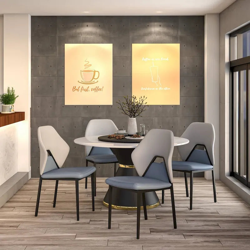 Eclat Leather Dining Chair in Black Iron Modern Upholstered Accent Kitchen Side Chair