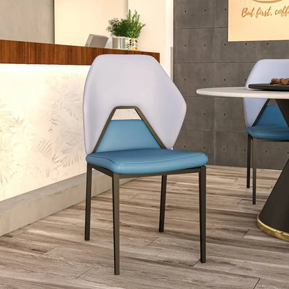 Eclat Leather Dining Chair in Black Iron Modern Upholstered Accent Kitchen Side Chair