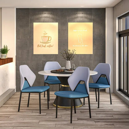 Eclat Leather Dining Chair in Black Iron Modern Upholstered Accent Kitchen Side Chair