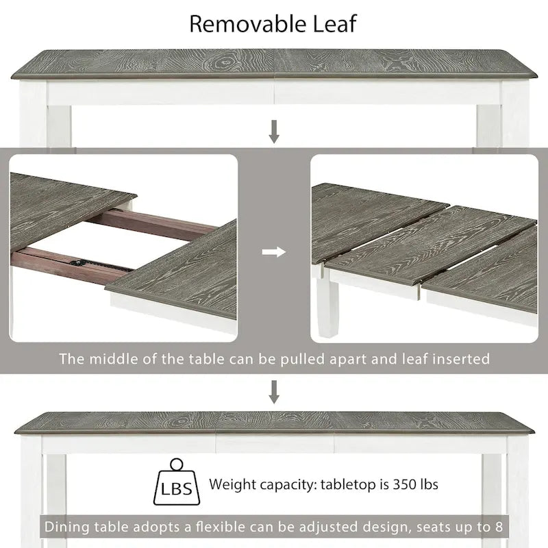7-Piece Dining Table Set with Extendable Table and 6 Upholstered Chairs
