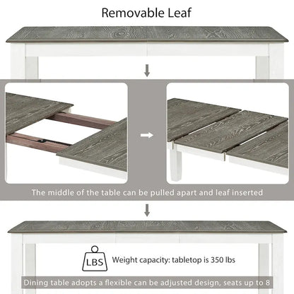 7-Piece Dining Table Set with Extendable Table and 6 Upholstered Chairs