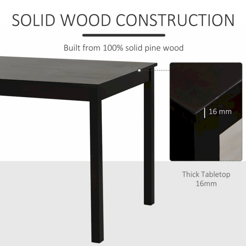 5 Piece Dining Room Table Set, Wooden Kitchen Table and Chairs for Dinette, Breakfast Nook, Chestnut Brown