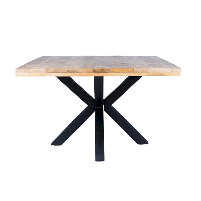 48 Square Dining Table, Solid Mango Wood with Sturdy Metal Spider Leg