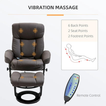 HOMCOM PU Leather Massage Recliner Chair with Ottoman Armchair