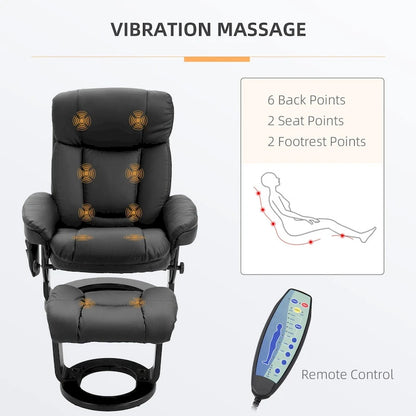 HOMCOM PU Leather Massage Recliner Chair with Ottoman Armchair