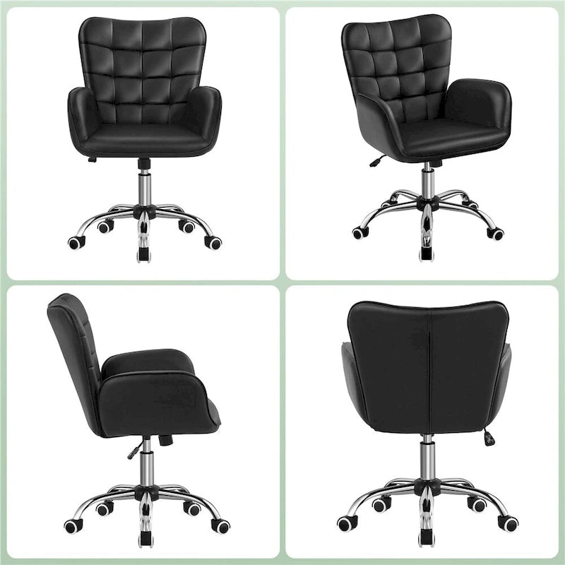 Yaheetech Faux Leather Desk Chair with Padded Armrests Modern Office Chair - N/A