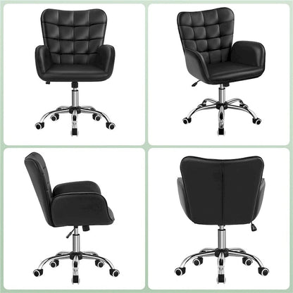 Yaheetech Faux Leather Desk Chair with Padded Armrests Modern Office Chair - N/A