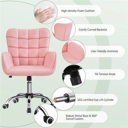 Yaheetech Faux Leather Desk Chair with Padded Armrests Modern Office Chair - N/A