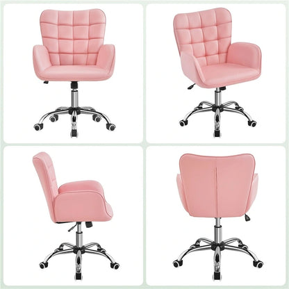 Yaheetech Faux Leather Desk Chair with Padded Armrests Modern Office Chair - N/A