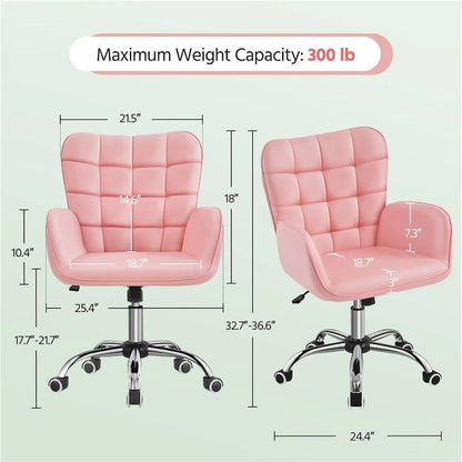 Yaheetech Faux Leather Desk Chair with Padded Armrests Modern Office Chair - N/A