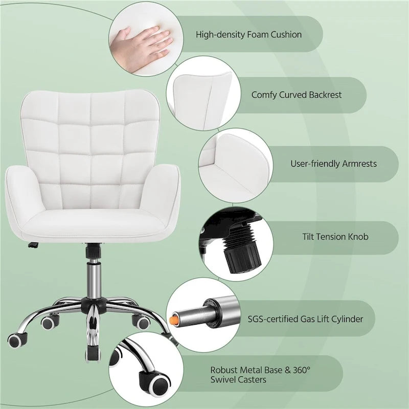Yaheetech Faux Leather Desk Chair with Padded Armrests Modern Office Chair - N/A