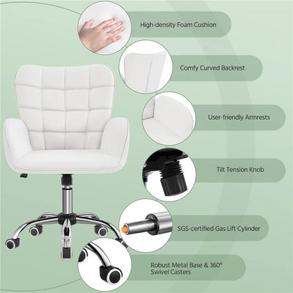 Yaheetech Faux Leather Desk Chair with Padded Armrests Modern Office Chair - N/A