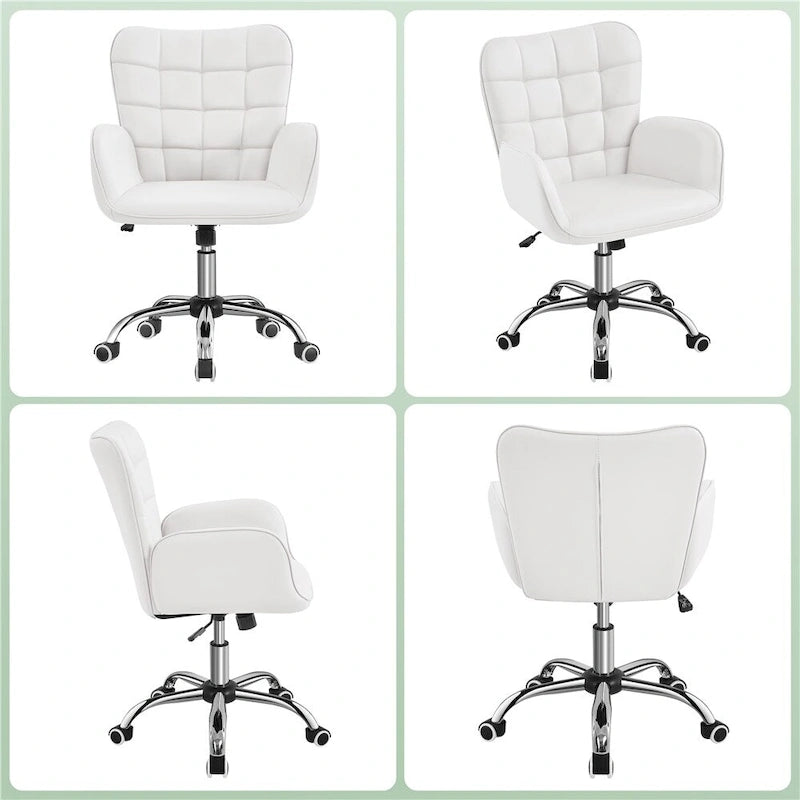 Yaheetech Faux Leather Desk Chair with Padded Armrests Modern Office Chair - N/A
