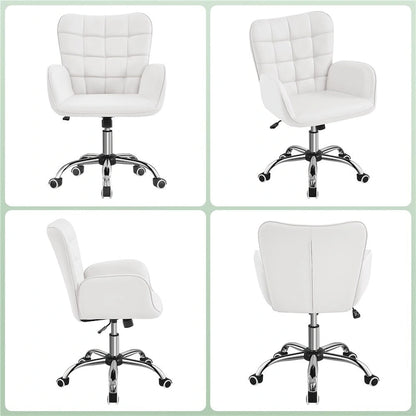 Yaheetech Faux Leather Desk Chair with Padded Armrests Modern Office Chair - N/A