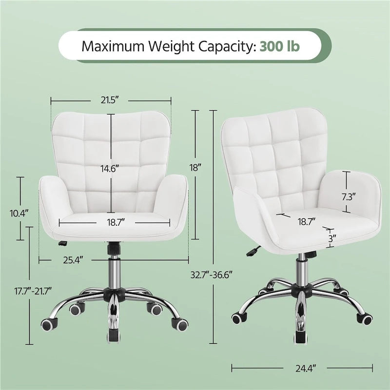 Yaheetech Faux Leather Desk Chair with Padded Armrests Modern Office Chair - N/A